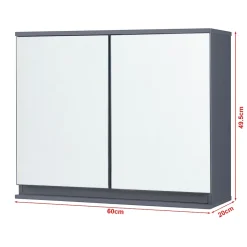 [En.Casa] Armoire murale de salle de bains avec miroir Overath 60 x 20 x 50 cm gris en.casa* Armoire De Toilette