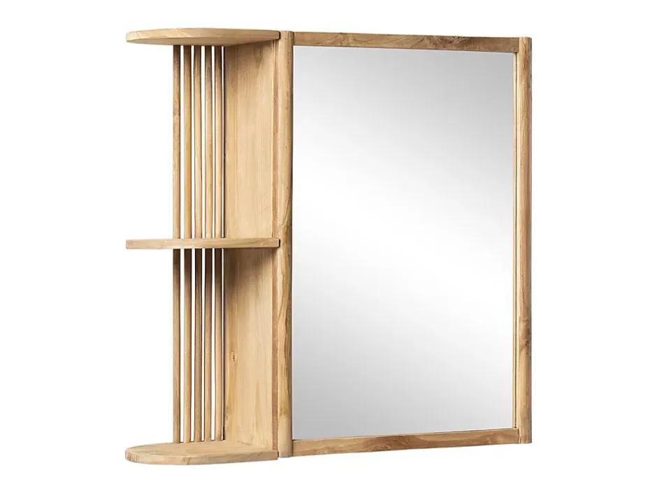 Vente-unique Armoire murale de salle de bain en teck avec miroir et niches - Coloris naturel - CIMAHI* Armoire De Toilette