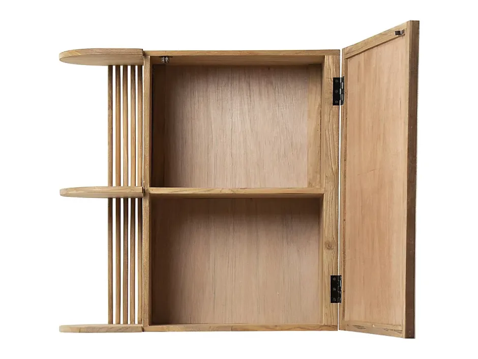 Vente-unique Armoire murale de salle de bain en teck avec miroir et niches - Coloris naturel - CIMAHI* Armoire De Toilette