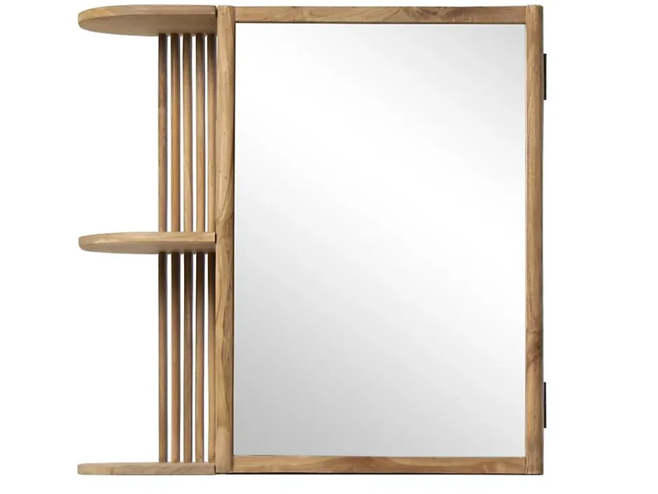 Vente-unique Armoire murale de salle de bain en teck avec miroir et niches - Coloris naturel - CIMAHI* Armoire De Toilette