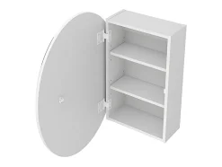 Vente-unique Armoire murale de salle de bain ovale avec miroir - Blanc - RURI