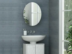Vente-unique Armoire murale de salle de bain ovale avec miroir - Blanc - RURI