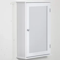kleankin Armoire murale de salle de bain avec miroir - armoire à glace - placard de rangement toilettes - 1 porte, 2 étagères - blanc