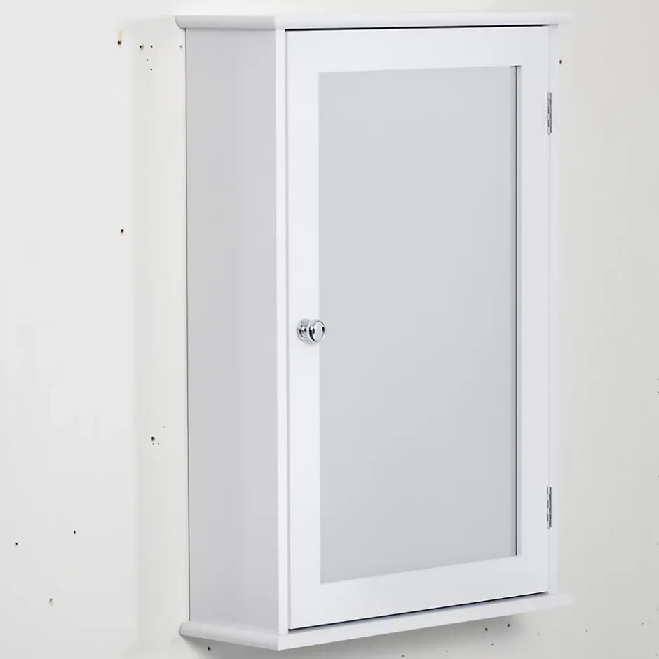 kleankin Armoire murale de salle de bain avec miroir - armoire à glace - placard de rangement toilettes - 1 porte, 2 étagères - blanc