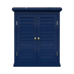 Teamson Home Armoire murale de salle de bain en effet bois bleu avec 2 portes