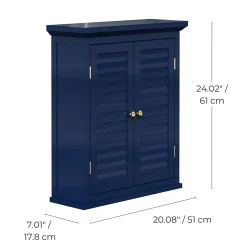 Teamson Home Armoire murale de salle de bain en effet bois bleu avec 2 portes