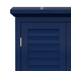Teamson Home Armoire murale de salle de bain en effet bois bleu avec 2 portes
