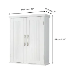 Teamson Home Armoire murale en effet bois blanc avec 2 portes et étagères* Armoire De Salle De Bains