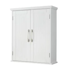Teamson Home Armoire murale en effet bois blanc avec 2 portes et étagères* Armoire De Salle De Bains