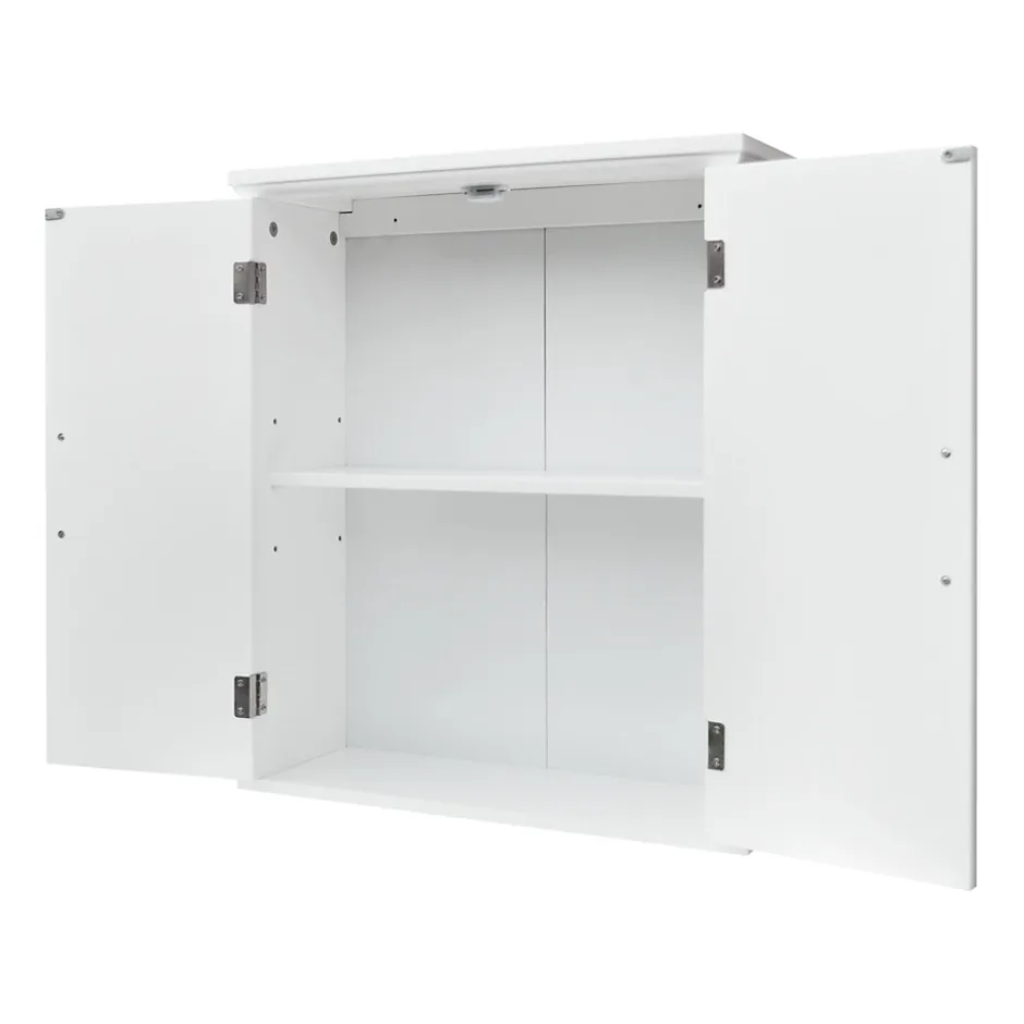 Teamson Home Armoire murale en effet bois blanc avec 2 portes et étagères* Armoire De Salle De Bains
