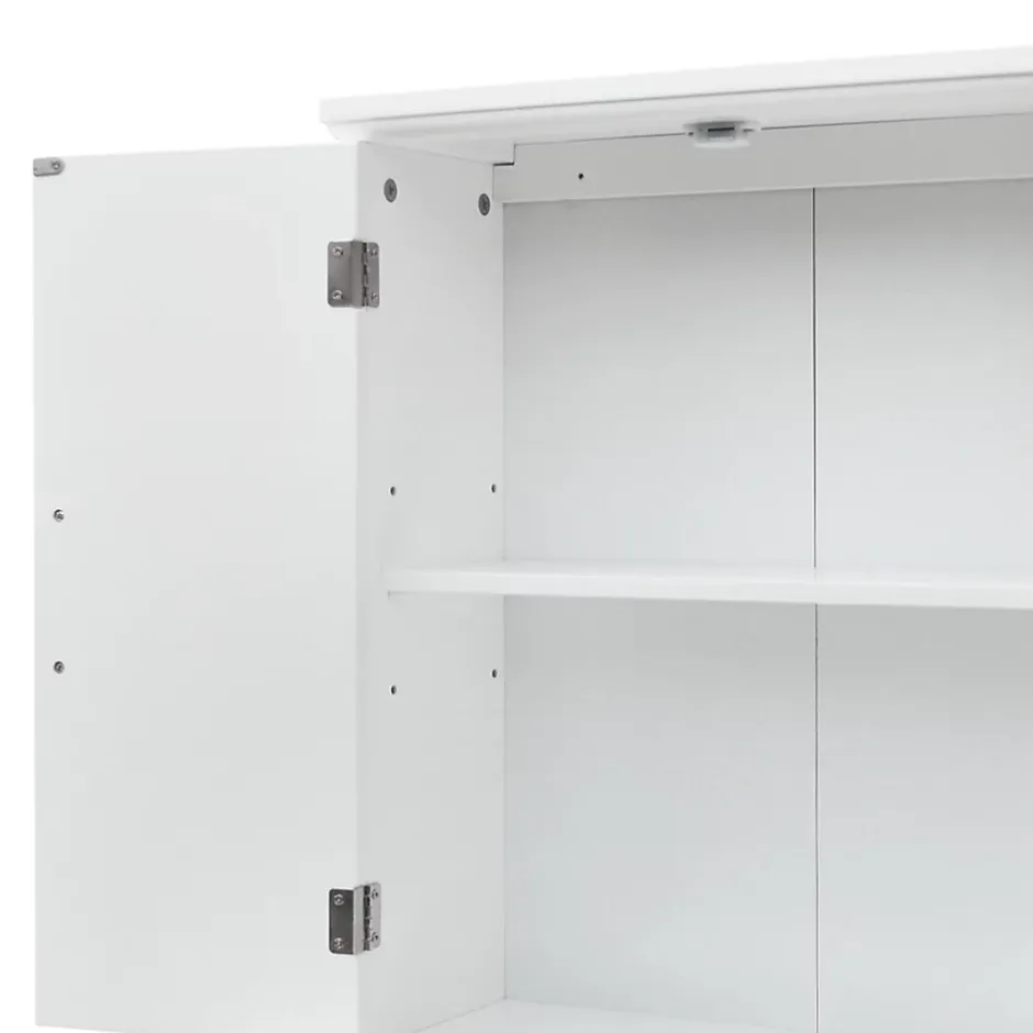 Teamson Home Armoire murale en effet bois blanc avec 2 portes et étagères* Armoire De Salle De Bains