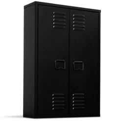IDMarket Armoire murale ESTER 2 portes métal noir design industriel