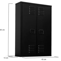 IDMarket Armoire murale ESTER 2 portes métal noir design industriel