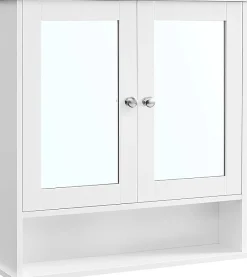 Nature Pro Armoire Murale, Meuble Salle de Bain, Placard de Rangement, Armoire Suspendue, 2 Portes-miroir et Compartiment Ouvert* Armoire De Toilette