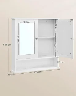 Nature Pro Armoire Murale, Meuble Salle de Bain, Placard de Rangement, Armoire Suspendue, 2 Portes-miroir et Compartiment Ouvert* Armoire De Toilette