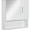 kleankin Armoire murale miroir de salle de bain - 2 portes, étagères, niche - dim. 54L x 15,2l x 55,3H cm - MDF blanc