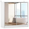 Homcom Armoire murale miroir salle de bain 2 étagères dim. 48L x 14l x 45H cm panneaux particules MDF blanc