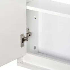 Homcom Armoire murale miroir salle de bain 2 étagères dim. 48L x 14l x 45H cm panneaux particules MDF blanc