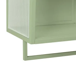 Okwish Armoire Murale Moderne avec Portes Vitrées et Porte-Serviettes, Meuble Mural avec Étagères - 60x23x78 cm - Vert, Verre+Métal* Armoire De Salle De Bains