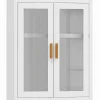 Homcom Armoire murale métal salle de bain étagère 2 portes acrylique cannelé 40 x 14 x 50 cm blanc doré