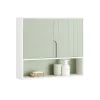 Sobuy Armoire Murale, Placard de Rangement, avec 2 Portes, BZR140-GR,
