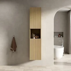 ProximaX Armoire murale salle de bain 160 cm, meuble étroit avec 2 portes et 1 compartiment ouvert, finition bois Corolla* Meuble Wc