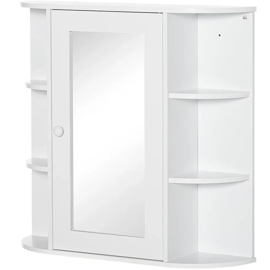ProximaX Armoire murale salle de bain blanche avec miroir, 8 compartiments, meuble suspendu multifonction, 66 x 17 x 63 cm