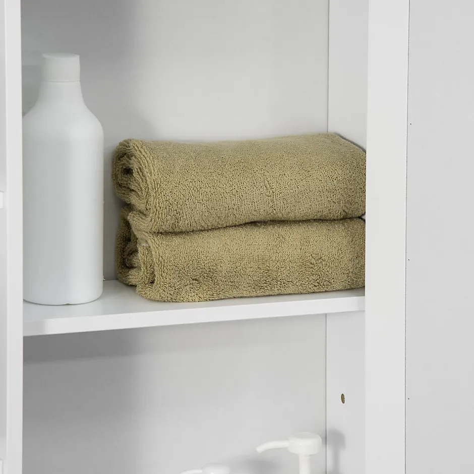 ProximaX Armoire murale salle de bain blanche avec miroir, 8 compartiments, meuble suspendu multifonction, 66 x 17 x 63 cm