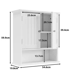 ProximaX Armoire murale salle de bain blanche à double porte, armoire à pharmacie avec étagères réglables, multi-usage