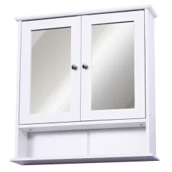 Homcom Armoire murale étagère salle de bain 56L x 13l x 58H cm double porte miroir étagère réglable MDF blanc* Armoire De Salle De Bains