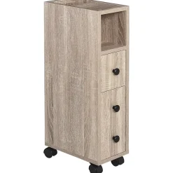 kleankin Armoire pour papier toilette - porte-papier toilette - 3 niveaux + sortie papier - aspect chêne clair