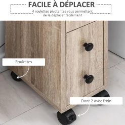 kleankin Armoire pour papier toilette - porte-papier toilette - 3 niveaux + sortie papier - aspect chêne clair