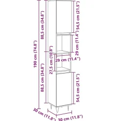 Vidaxl Armoire salle de bain chêne sonoma 30x30x190 cm* Meuble Wc