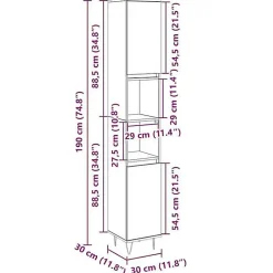 Vidaxl Armoire salle de bain chêne sonoma 30x30x190 cm* Meuble Wc
