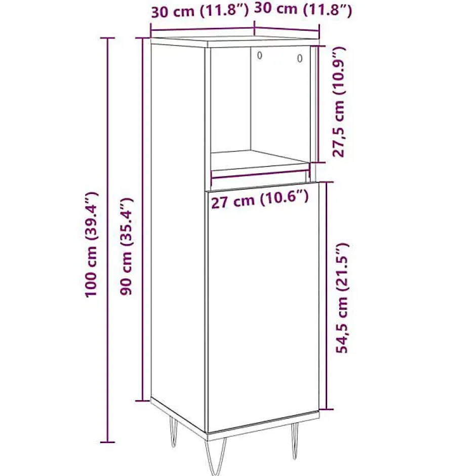 Vidaxl Armoire salle de bain chêne sonoma 30x30x100 cm