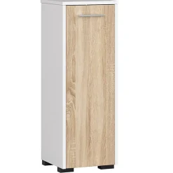 Akord Furniture Factory Armoire salle de bains AKORD FIN Blanche 30 cm 1 porte façade Chêne Sonoma 2 étagères 30x30x85 cm* Meuble De Salle De Bains Faible Profondeur