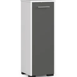 Akord Furniture Factory Armoire salle de bains AKORD FIN Blanche 30 cm 1 porte façade Gris Graphite 2 étagères 30x30x85 cm* Meuble De Salle De Bains Faible Profondeur