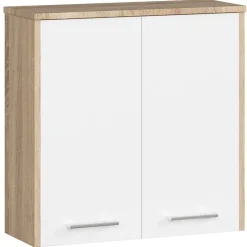 Akord Furniture Factory Armoire salle de bains AKORD FIN Meuble Haut Suspendue Chêne Sonoma 60 cm 2 portes façade Blanche 2 étagères 60x22,5x60 cm