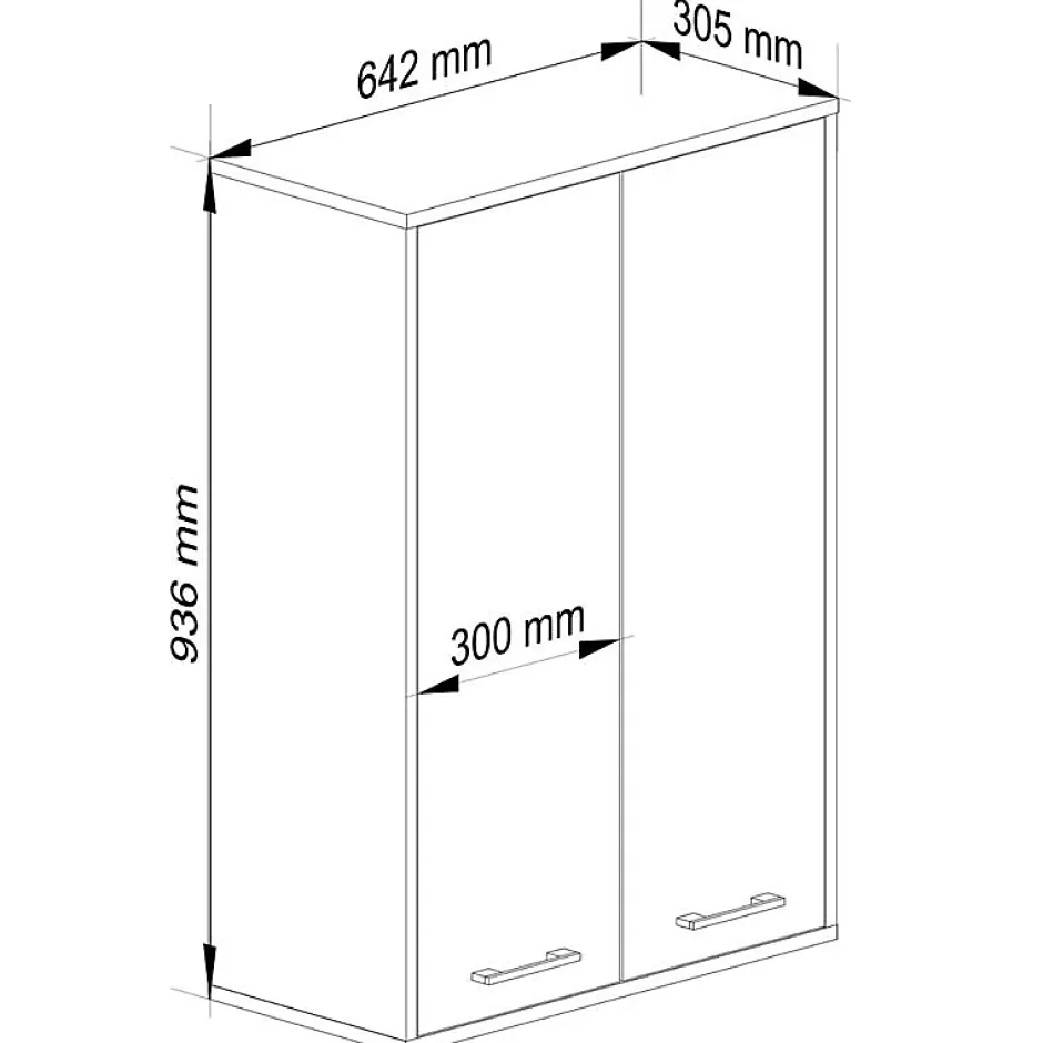 Akord Furniture Factory Armoire salle de bains suspendue AKORD FIN Blanche 64 cm 2 portes pleine Blanche 4 étagères 64x30x94 cm