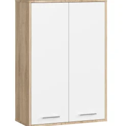 Akord Furniture Factory Armoire salle de bains suspendue AKORD FIN Chêne Sonoma 64 cm 2 portes pleine Blanche 4 étagères 64x30x94 cm