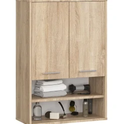 Akord Furniture Factory Armoire salle de bains suspendue AKORD FIN Chêne Sonoma 64 cm 2 portes façade Chêne Sonoma 4 étagères 64x30x94 cm* Armoire De Salle De Bains
