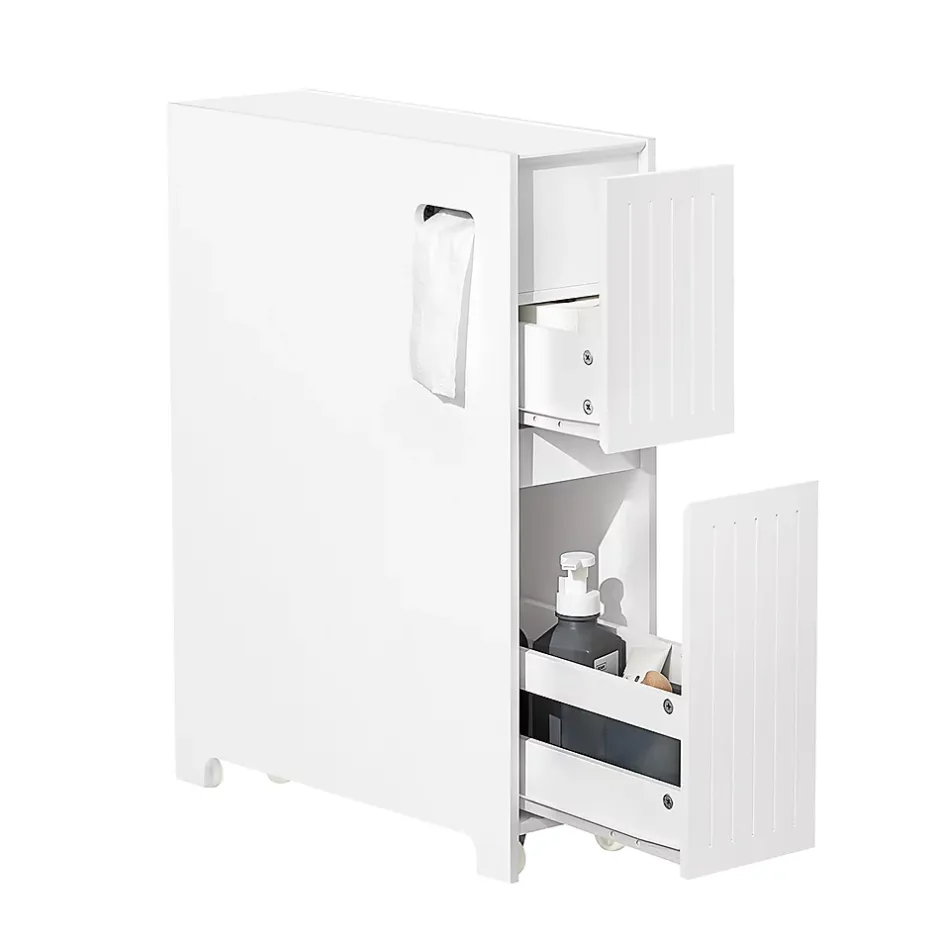 Sobuy Armoire Toilettes Compact, Meuble de Rangement Salle de Bain, BZR111-W,