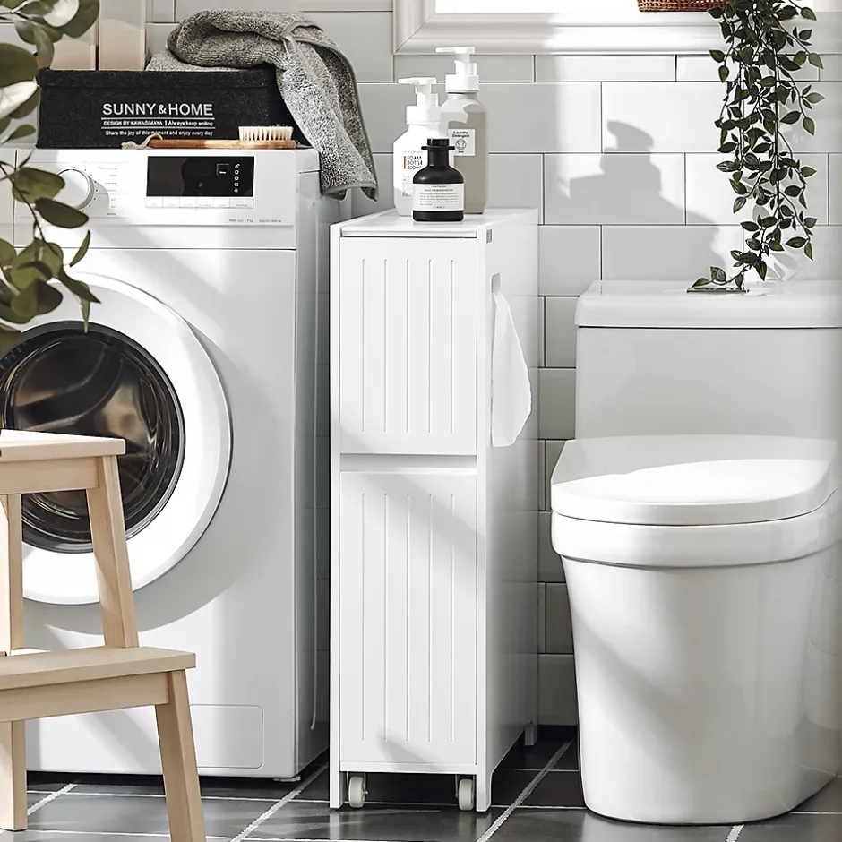 Sobuy Armoire Toilettes Compact, Meuble de Rangement Salle de Bain, BZR111-W,