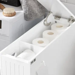 Sobuy Armoire Toilettes Compact, Meuble de Rangement Salle de Bain, BZR111-W,