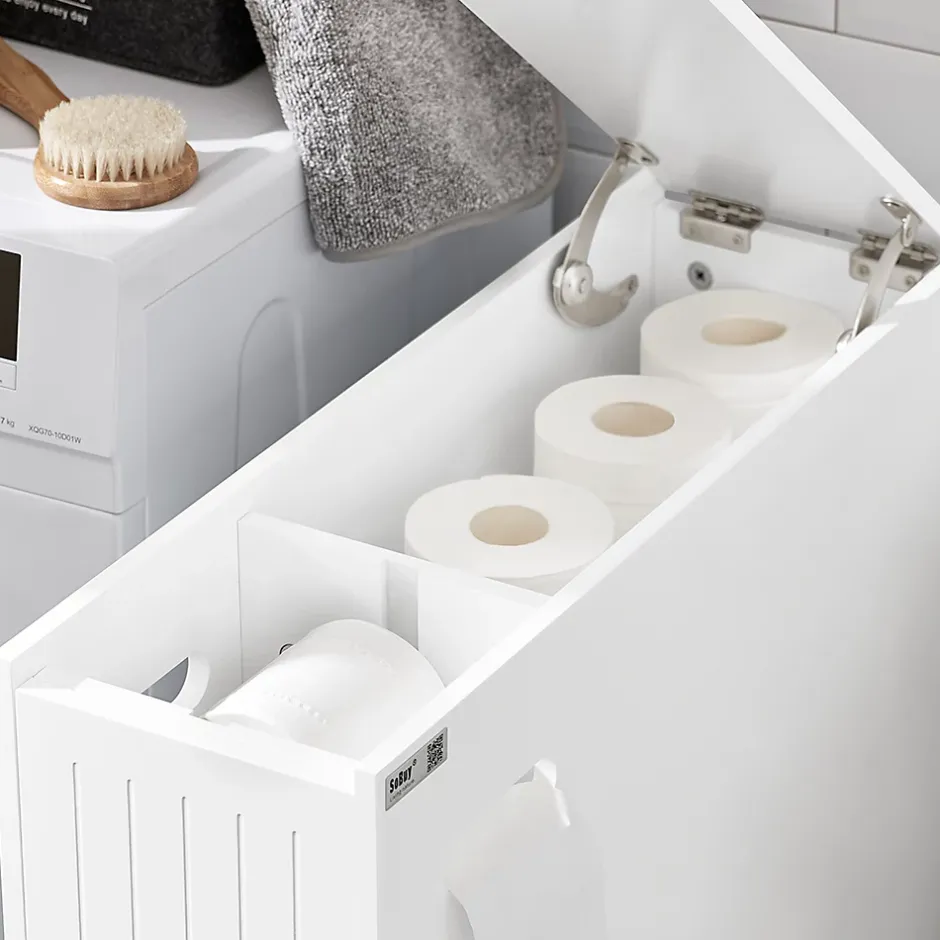 Sobuy Armoire Toilettes Compact, Meuble de Rangement Salle de Bain, BZR111-W,