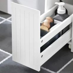 Sobuy Armoire Toilettes Compact, Meuble de Rangement Salle de Bain, BZR111-W,