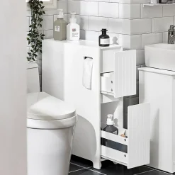 Sobuy Armoire Toilettes Compact, Meuble de Rangement Salle de Bain, BZR111-W,