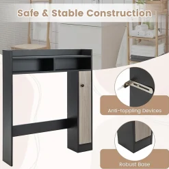 Giantex Armoire WC avec Etagere & 2 Compartiments & Tablettes reglables sur 10 niveaux & Anti-Bascule pour Buanderie Noir