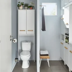 GoodHome Armoire WC Ladoga blanc L. 60 x H. 190 x P. 15 cm
