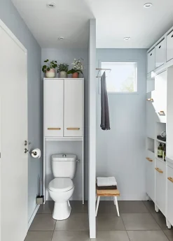 GoodHome Armoire WC Ladoga blanc L. 60 x H. 190 x P. 15 cm